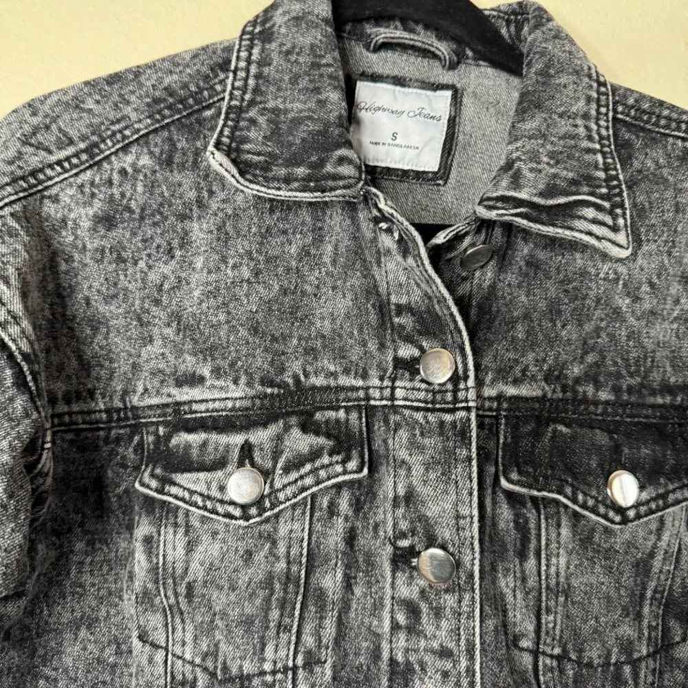 Highway Jeans Cropped Denim Jacket Raw Hem Edging Size S - Picture 2 of 12